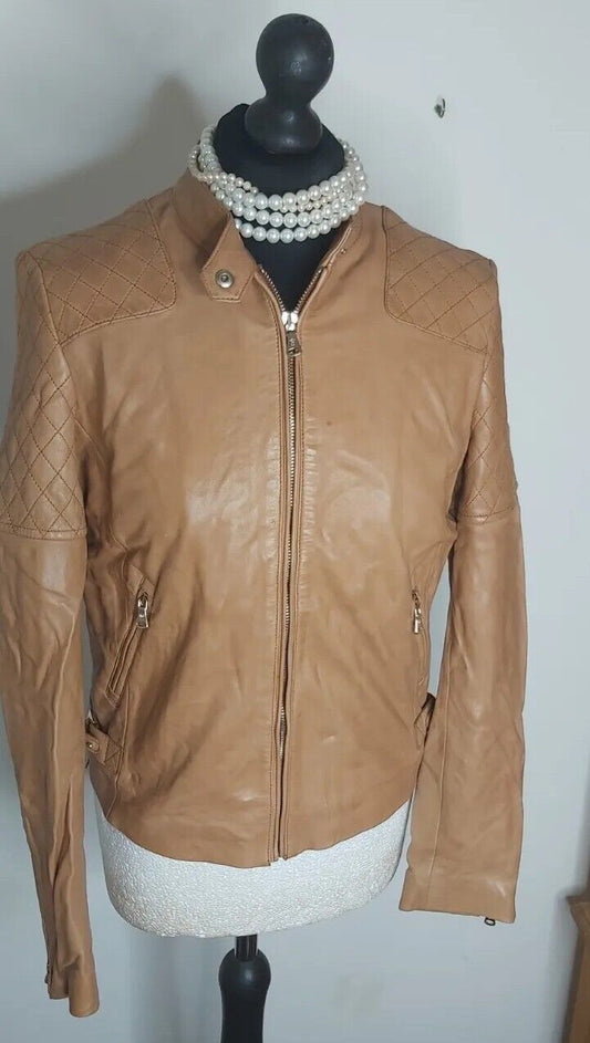 MASSIMO DUTTI - REAL LEATHER Jacket Tan Soft Size M
