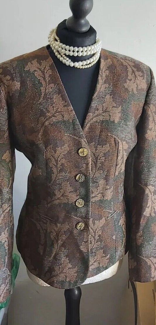 Italian Ladies Floral tapestry Jacket Size 12