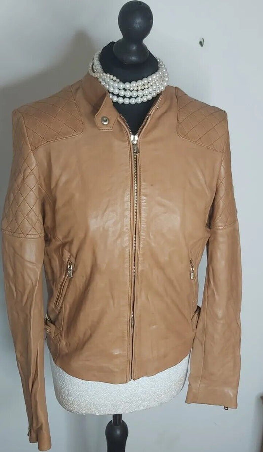 MASSIMO DUTTI - REAL LEATHER Jacket Tan Soft Size M