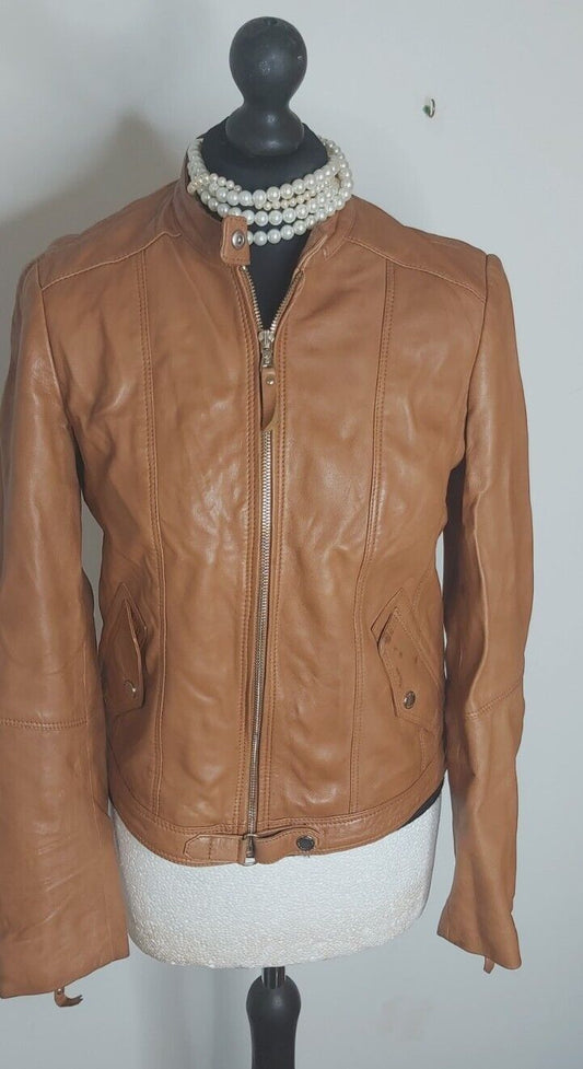MASSIMO DUTTI - REAL LEATHER Jacket Tan Soft Size M